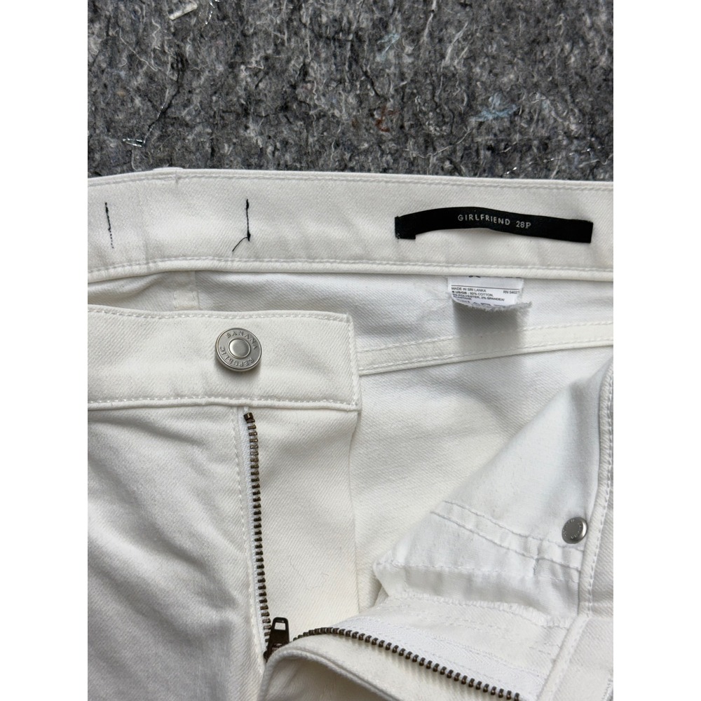 Gap Girlfriend Jeans White Raw Hem Stretch Denim Pants 28P Petite - Picture 9 of 11